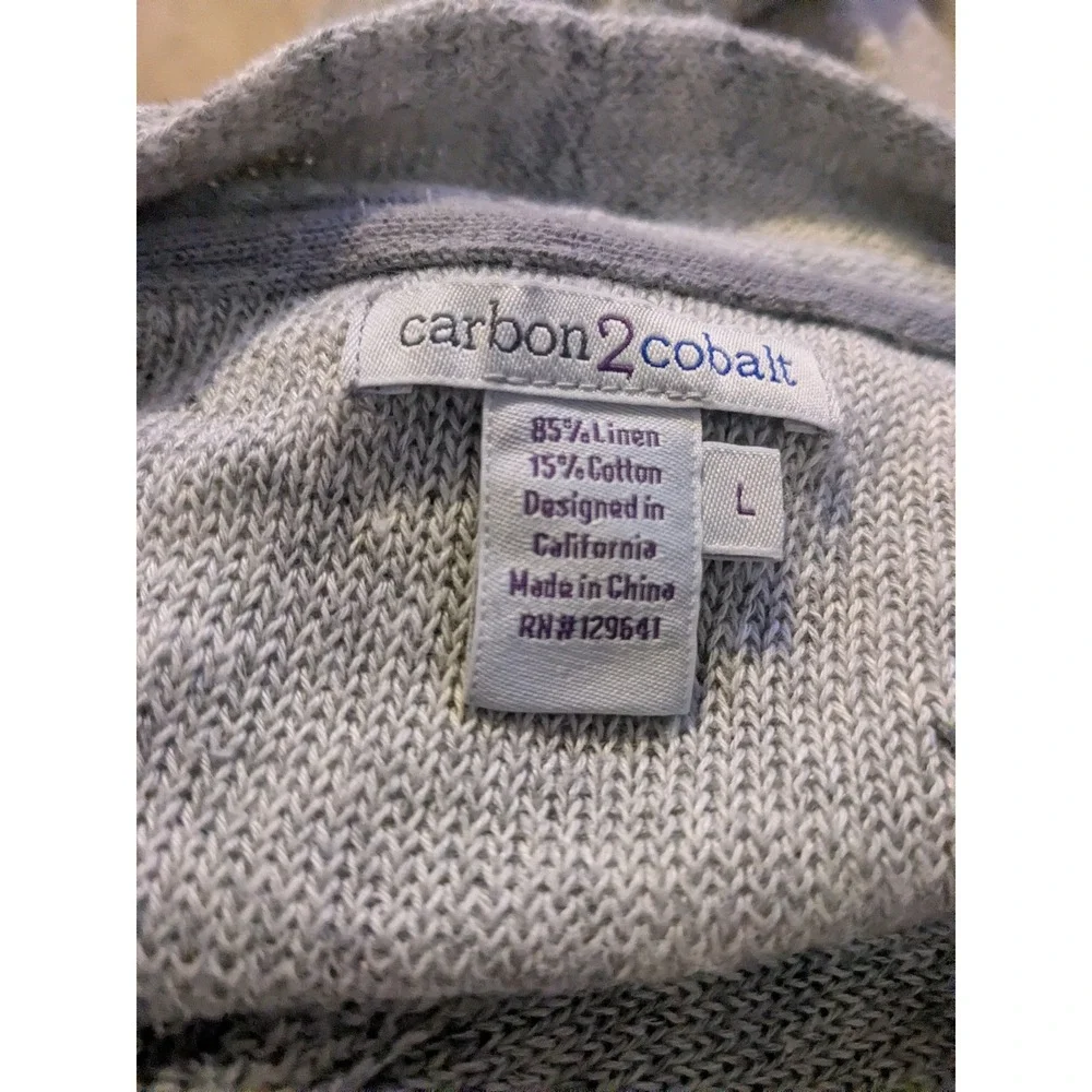 Carbon2Cobalt Womens Grey‎ Linen Cotton Mock Neck Knit Sweater Large RN129641